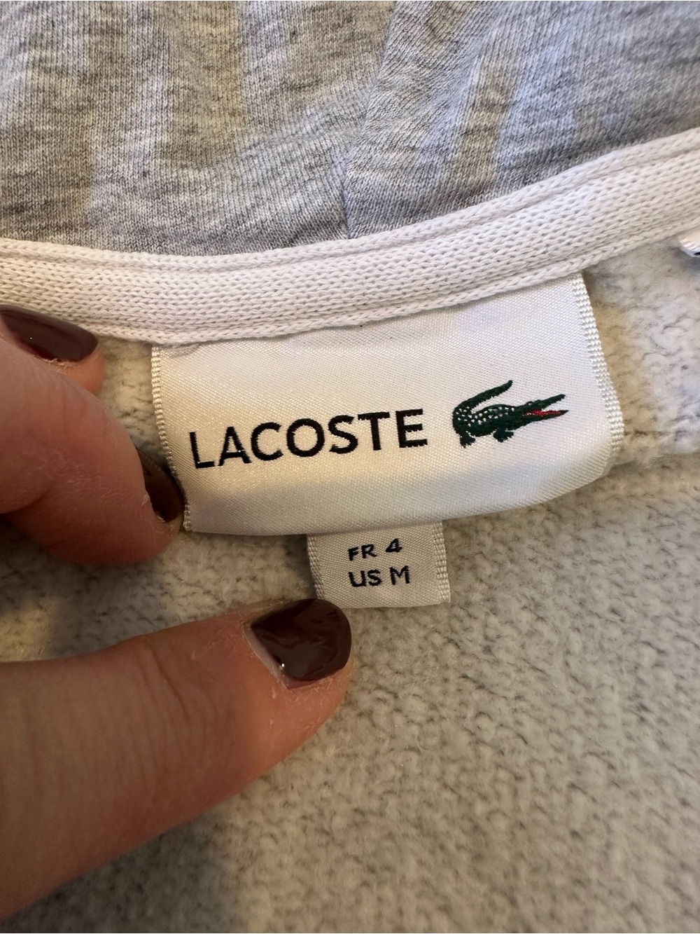 Lacoste Women’s Medium Light Grey Hooded Zip Jacket with Embroidered Croc - Picture 3 of 8